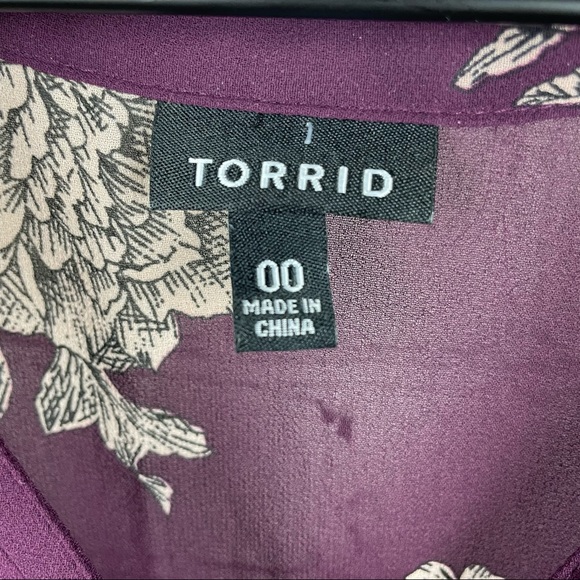 TORRID Purple Floral Chiffon Hi Lo Tunic Top size 00 - Picture 9 of 9